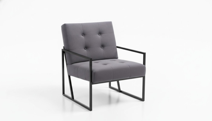 Fauteuil Chesterfield gris Cadre en bois Mobilier de salon de luxe 1 place