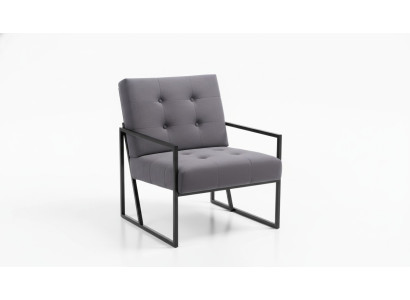 Fauteuil Chesterfield gris Cadre en bois Mobilier de salon de luxe 1 place