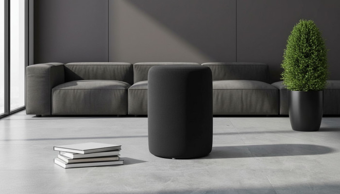 Tabouret rembourré en polyester noir pour le salon de luxe