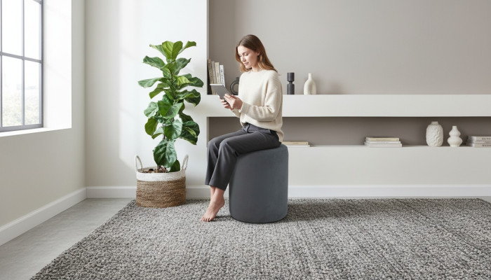 Tabouret gris Salon Rembourrage textile Meubles exclusifs de première classe
