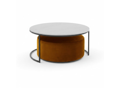 Table basse en MDF blanc + tabouret orange, nouveaux pieds en métal de luxe