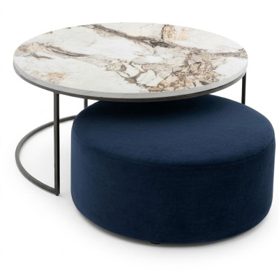 Table basse + tabouret ensemble pratique pour le salon ensemble rond de 2 pièces