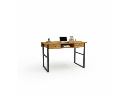 Table en bois brun avec 2 tiroirs, mobilier de bureau de designer, bureau de luxe.