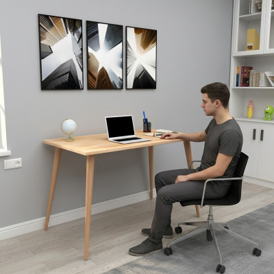 Table en bois beige Design Loft Table Bureaux élégants Meubles de luxe