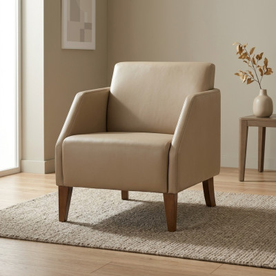 Fauteuil beige luxueux en tissu, fauteuil lounge design, mobilier.