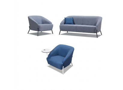 Ensemble de canapés gris-bleu, fauteuils rembourrés design, fauteuil moderne deux places