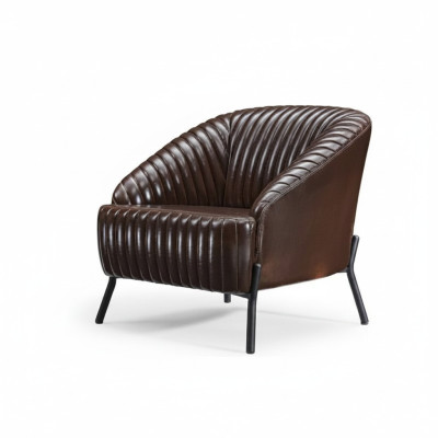 Fauteuil brun, designer, fauteuil de salon, fauteuil relax en cuir, siège individuel, meuble.