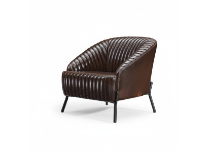 Fauteuil brun, designer, fauteuil de salon, fauteuil relax en cuir, siège individuel, meuble.