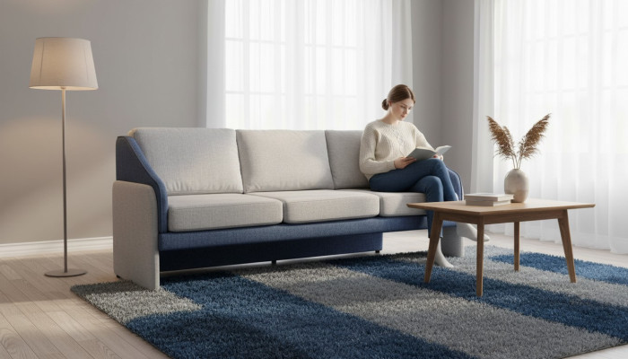 Canapé trois places gris-bleu Sofas modernes rembourrés Design Canapé pour salon