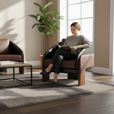 Fauteuil club brun-gris Fauteuil lounge luxueux Relax fauteuil une place