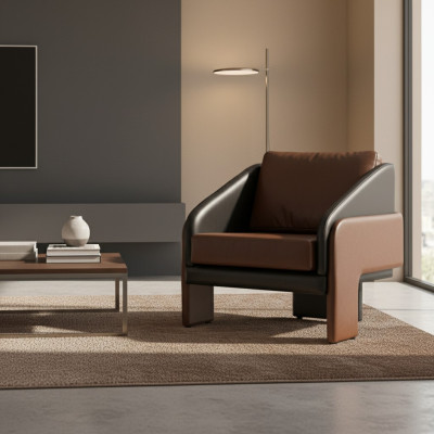 Fauteuil club brun-gris Fauteuil lounge luxueux Relax fauteuil une place