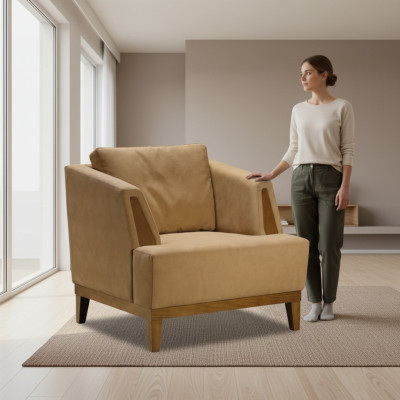 Fauteuil marron en tissu design moderne fauteuil de télévision une place