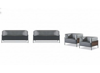 Ensemble de canapé complet ergonomique 4 pièces noir rembourrage design style moderne