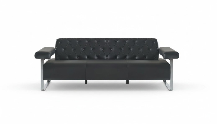 Chesterfield Design canapé 3 places noir uni style design moderne