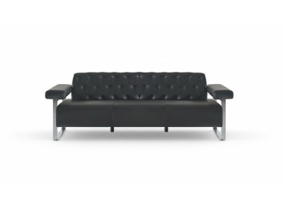 Chesterfield Design canapé 3 places noir uni style design moderne
