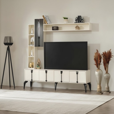 Ensemble de salon de luxe de 4 pièces meuble TV mural en bois étagère