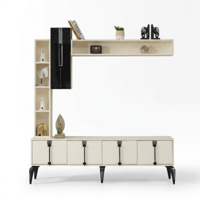 Ensemble de salon de luxe de 4 pièces meuble TV mural en bois étagère