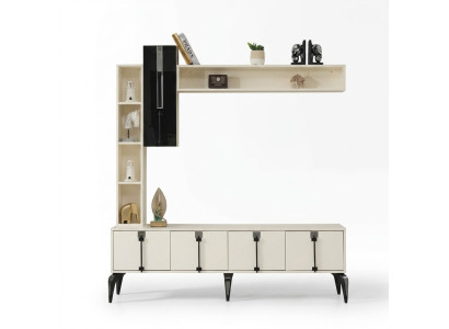 Ensemble de salon de luxe de 4 pièces meuble TV mural en bois étagère