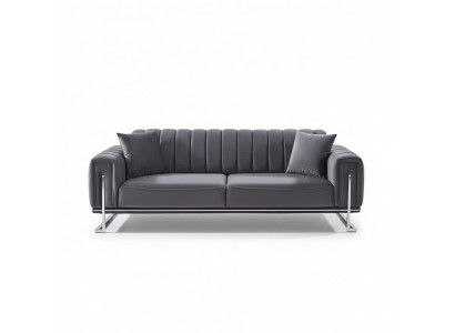 Canapé Chesterfield gris de luxe trois places pour le salon