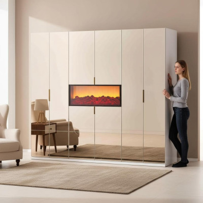 Penderie de chambre beige Armoire de designer Élegants placards en bois