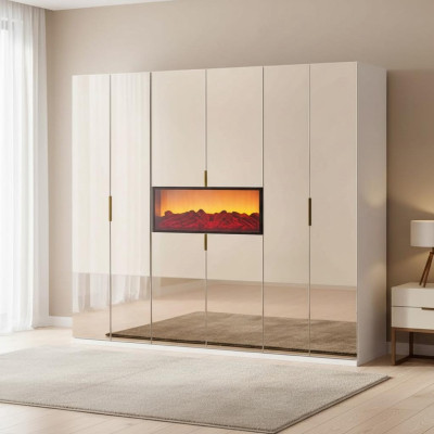 Penderie de chambre beige Armoire de designer Élegants placards en bois