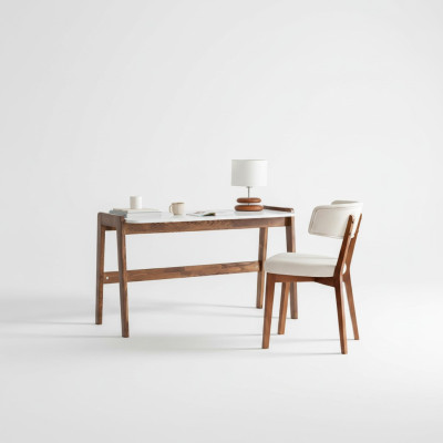 Table d'ordinateur portable brun et blanc, mobilier de bureau de luxe, bureaux de designer