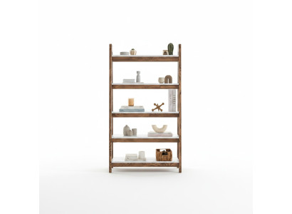 Étagère brun-blanc pour salon, design en bois, meubles élégants