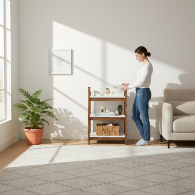 Bibliothèque brun-blanc table de livres meuble en bois meubles pour enfants étagères de bureau meubles