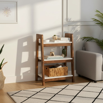 Bibliothèque brun-blanc table de livres meuble en bois meubles pour enfants étagères de bureau meubles