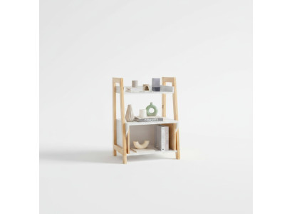 Étagère beige-blanc en bois de haute qualité, meuble d'appoint avec étagères.