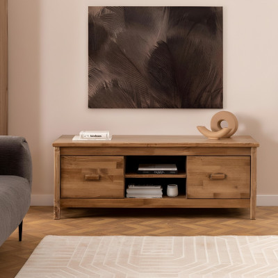 Élégant support TV marron en bois table télévision salon luxueux RTV.