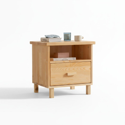 Table de chevet avec tiroirs beiges pour la chambre à coucher, table d'appoint.