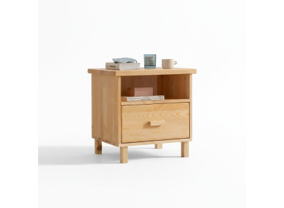 Table de chevet avec tiroirs beiges pour la chambre à coucher, table d'appoint.