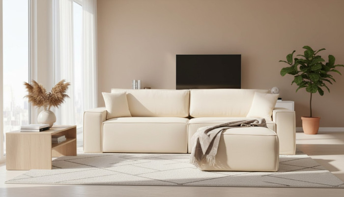 Puff exclusif beige élégant pour quatre personnes ensemble de 2 pièces