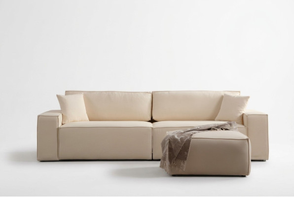 Puff exclusif beige élégant pour quatre personnes ensemble de 2 pièces