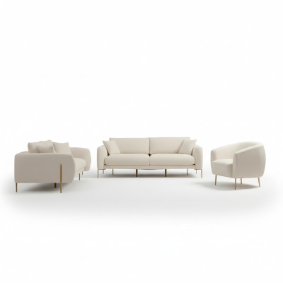 Ensemble de canapés rembourrés pour salon, canapé trois places, fauteuil en tissu luxueux
