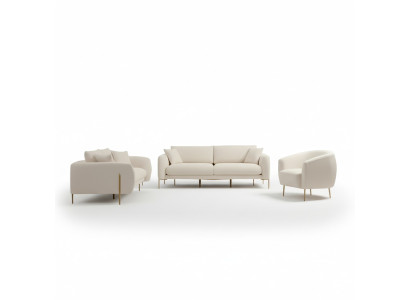 Ensemble de canapés rembourrés pour salon, canapé trois places, fauteuil en tissu luxueux