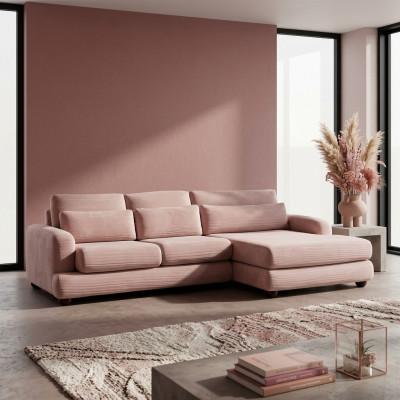 Canapé d'angle rose exclusif au design moderne en forme de L