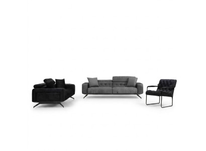 Canapé moderne 3 places noir-gris