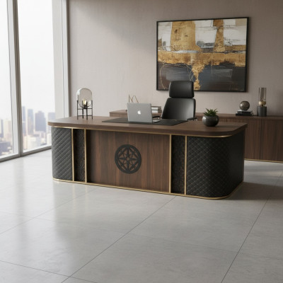 Bureau design moderne brun noir bicolore forme rectangulaire style