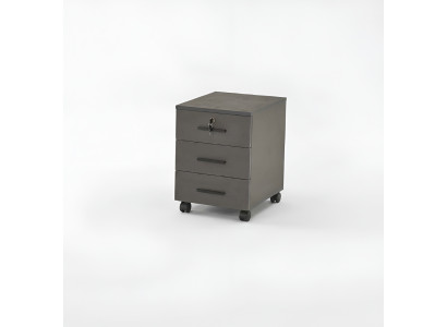 Armoire à dossiers gris uni pour bureau, design moderne avec tiroirs.