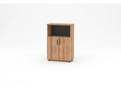 Armoire rectangulaire bicolore marron noir étagère bureau