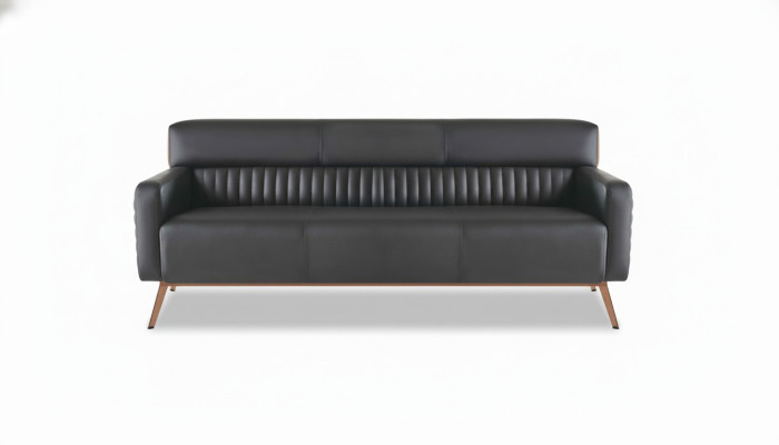 Canapé 3 places de bureau noir uni design moderne salon