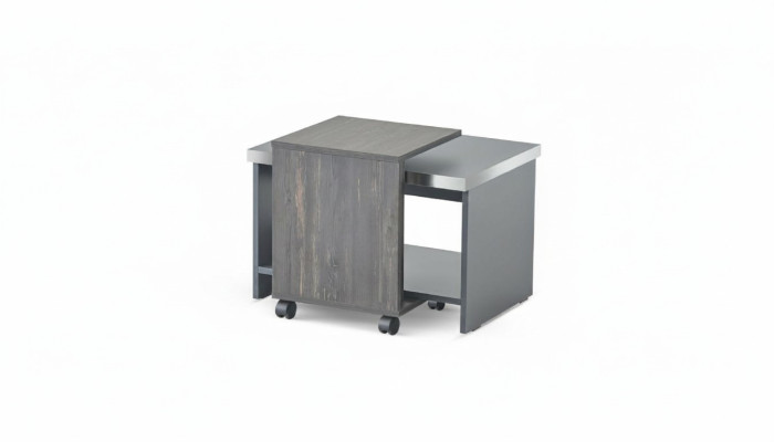 Table basse grise unie bureau salle de séjour rectangulaire avec étagère