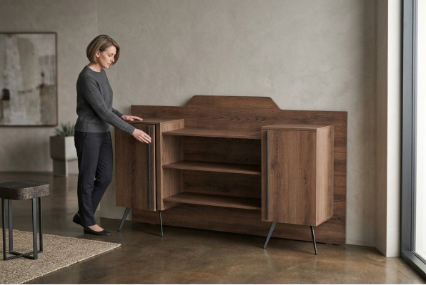 Armoire latérale étagères espace de rangement brun uni design moderne