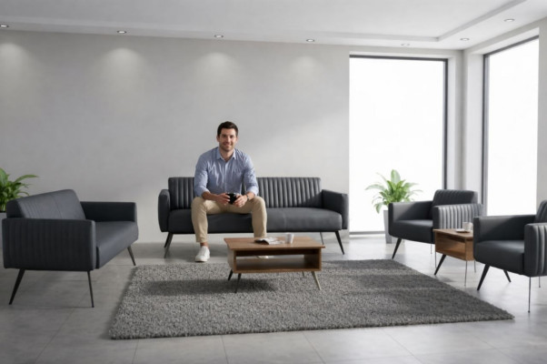 Ensemble de bureau 5 pièces Noir Canapé 3 places, canapé 2 places, 2 fauteuils, table basse