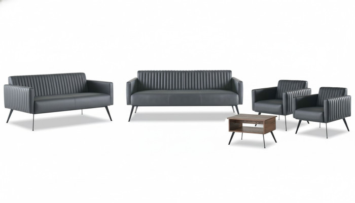 Ensemble de bureau 5 pièces Noir Canapé 3 places, canapé 2 places, 2 fauteuils, table basse