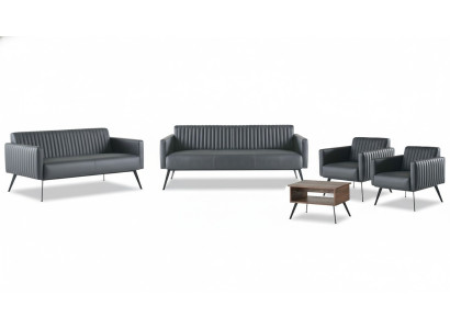 Ensemble de bureau 5 pièces Noir Canapé 3 places, canapé 2 places, 2 fauteuils, table basse