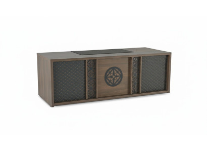 Bureau marron gris bicolore salle de travail rectangulaire forme moderne