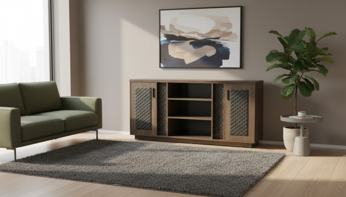 Classeur Buffet Marron Noir Moderne Bicolore Design Moderne